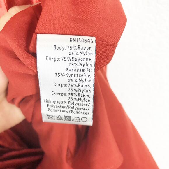 Mestiza New York Mara Red Rust Velvet Slip Open Back Cross Strap Gown Medium - Picture 6 of 13